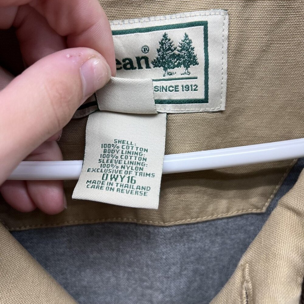 L.L.Bean Coat Mens XL Beige Canvas Field Barn Corduroy Collar Lined Workwear - Picture 3 of 10